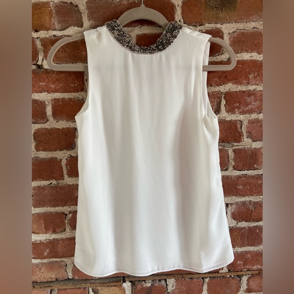 Sleeveless XXS white top with sparkle collar - Picture 1 of 3